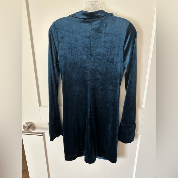 Free People Blue Velvet Long Sleeve Mini Dress - Picture 2 of 3